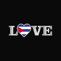 tipografía de amor con vector de diseño de bandera de cuba