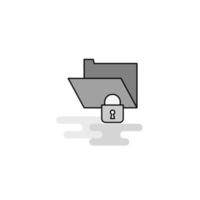 Locked folder Web Icon Flat Line Filled Gray Icon Vector