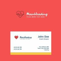 Heart ecg logo Design with business card template Elegant corporate identity Vector