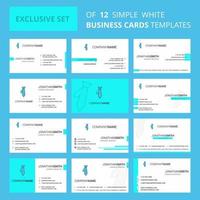 Set of 12 Tie Creative Busienss Card Template Editable Creative logo and Visiting card background vector