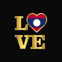 amor tipografía laos bandera diseño vector oro letras