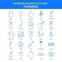 iconos de agricultura futuro azul 25 paquete de iconos vector