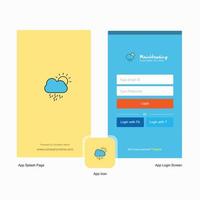 Company Raining Splash Screen and Login Page design with Logo template Mobile Online Business Template vector