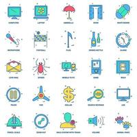 25 conjunto de iconos de color plano de mezcla de concepto de negocio vector