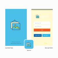 Company Image frame Splash Screen and Login Page design with Logo template Mobile Online Business Template vector