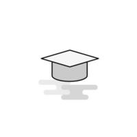 Convocation cap Web Icon Flat Line Filled Gray Icon Vector