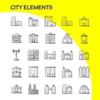 elementos de la ciudad iconos dibujados a mano establecidos para infografías kit uxui móvil y diseño de impresión incluyen edificio de torre edificios de oficinas de la ciudad torre ciudad oficina eps 10 vector