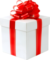 white gift box with red ribbon png