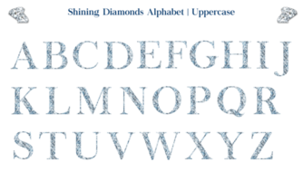 Shining Diamonds Alphabet or Font Set, includes letters in uppercase and lowercase, numbers, punctuation marks and symbols. png