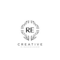 RE Initial Letter Flower Logo Template Vector premium vector art