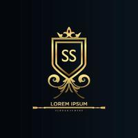 SS Letter Initial with Royal Template.elegant with crown logo vector, Creative Lettering Logo Vector Illustration.