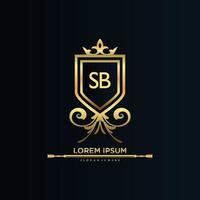 SB Letter Initial with Royal Template.elegant with crown logo vector, Creative Lettering Logo Vector Illustration.
