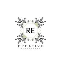 RE Initial Letter Flower Logo Template Vector premium vector art