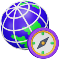 Globe compass 3d rendering isometric icon. png