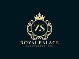 Letter ZS Antique royal luxury victorian logo with ornamental frame. vector