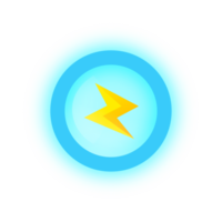 ilustración de iconos de energía azul. interfaz de usuario del juego para energía, resistencia, velocidad, potencia. png
