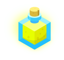 pociones amarillas en una ilustración de botella. elemento gui.