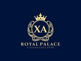 Letter XA Antique royal luxury victorian logo with ornamental frame. vector