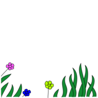 Simple grass and flower illustration for nature design element png
