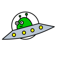 ilustração de ufo fofo para elemento de design de tema infantil png