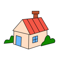 Cute house simple illustration for kids drawing png