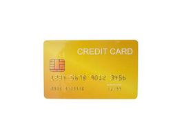 A credit card isolated on white background. Shopping concept. Cashless spending concept. photo