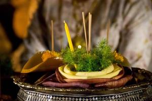 Krathong made from nature on Loy Krathong day photo