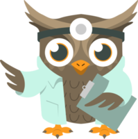 Doctor Owl Holding Medical Check Up PNG Illustration