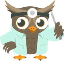 Doctor Owl Holding Scalpel PNG Illustration