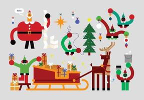 Set of Elf Humanoids Helping Santa Humanoid Flat Geometric Character Design vector