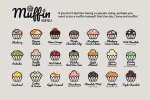 Muffin Dessert Menu Icon Pack vector