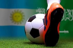 Football Cup competition between the national Argentine and national Saudi Arabia. photo