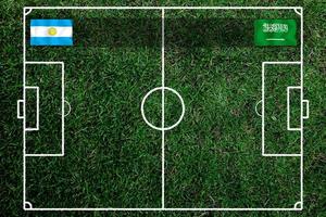 competencia de copa de futbol entre la nacional argentina y la nacional de arabia saudita. foto