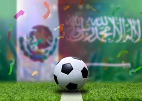 competencia de copa de futbol entre la nacional de mexico y la nacional de arabia saudita. foto