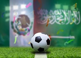 competencia de copa de futbol entre la nacional de mexico y la nacional de arabia saudita. foto