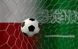 competición de copa de fútbol entre polonia nacional y arabia saudita nacional. foto