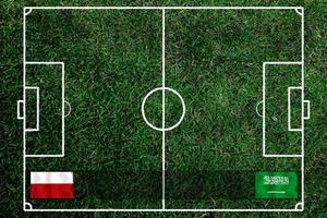 competición de copa de fútbol entre polonia nacional y arabia saudita nacional. foto