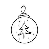 Hand Drawn outline Christmas Illustration. vector