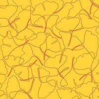 Vector seamless pattern with yellow ginkgo leaves fallen, abstract autumn leaf drawing on yellow background for fashion clothing fabric textiles printing, wallpaper and paper wrapping