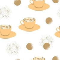 Coffee cup pattern with circles and spray dots vector