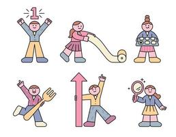 Cute student character collection. Amulets for Korean students to get good grades in exams. vector