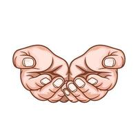 Praying hand with religious faith and belief in god on white background. vector