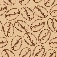 Coffee bean pattern seamless on beige background. vector