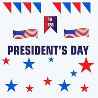 Background president's day.Typography of President's Day decorated with stars in USA flag color on white background. vector