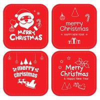 Collection of flat christmas badges vector