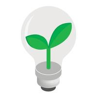 Eco lightbulb isometric 3d icon vector