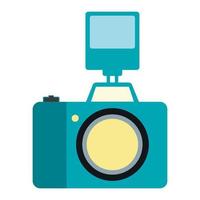 Camera with flash flat icon vector