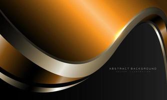 Abstract orange metallic curve with gold line on dark grey design modern luxury futuristic background vector