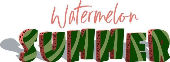 Watermelon Summer lettering isometric style. Sutable for logo and print development. Isolated on white background vector
