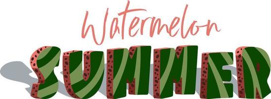 Watermelon Summer lettering isometric style. Sutable for logo and print development. Isolated on white background vector